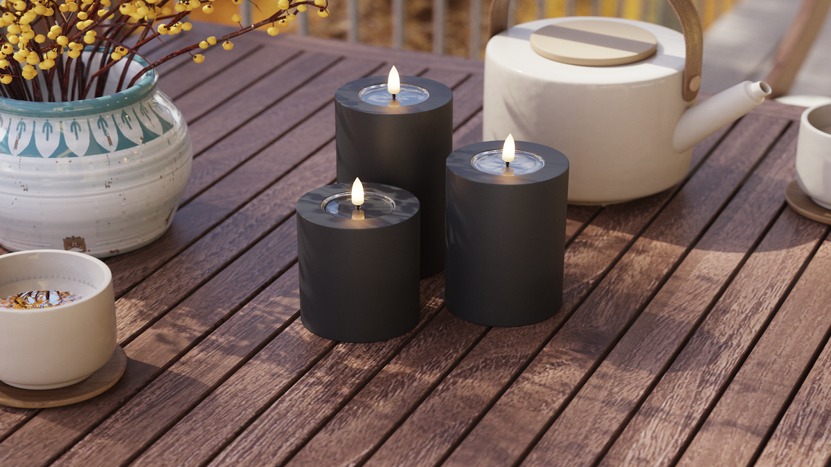 Luzes externas LED Vela pilar Com chama LED de vida real