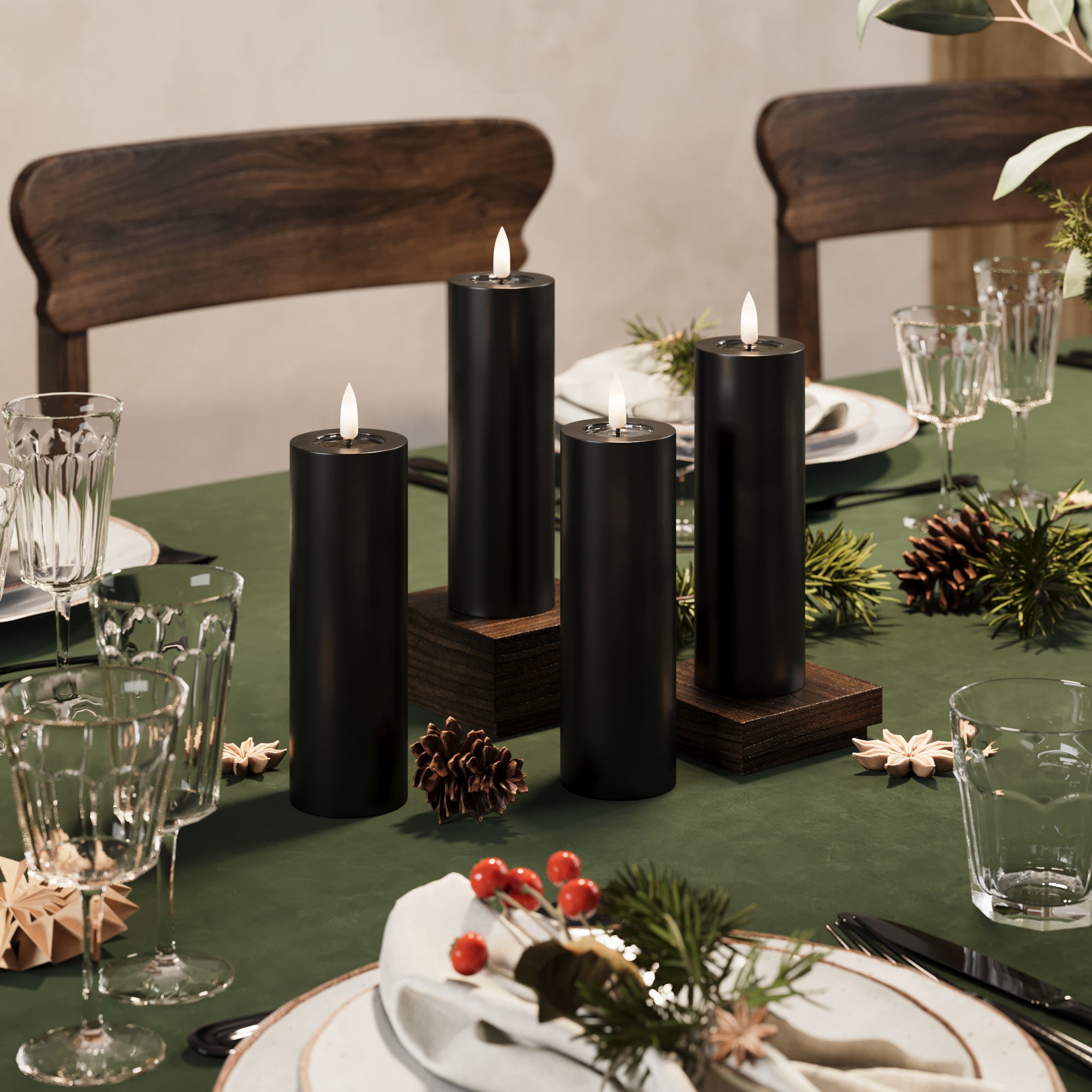 Lumini de bloc LED Ø 5 x 15 cm Negru - 4 PC -uri