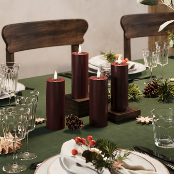 LED bloková světla Ø 5 x 12,5 cm Burgundská - 4 ks