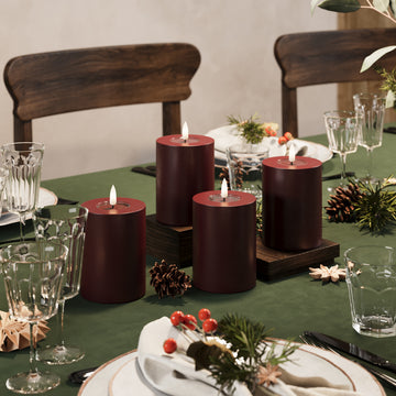 LED bloková světla Ø 7,5 x 10 cm Burgundská - 4 ks