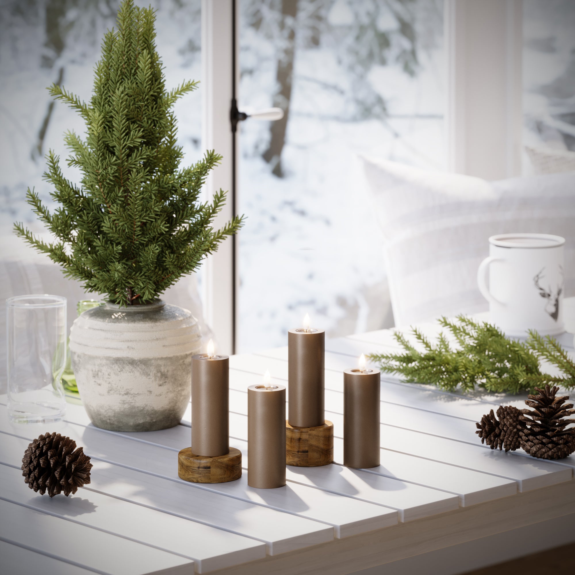 LIDERADO Vela pilar Ø 5 x 12,5 cm Caramelo - 4 pcs