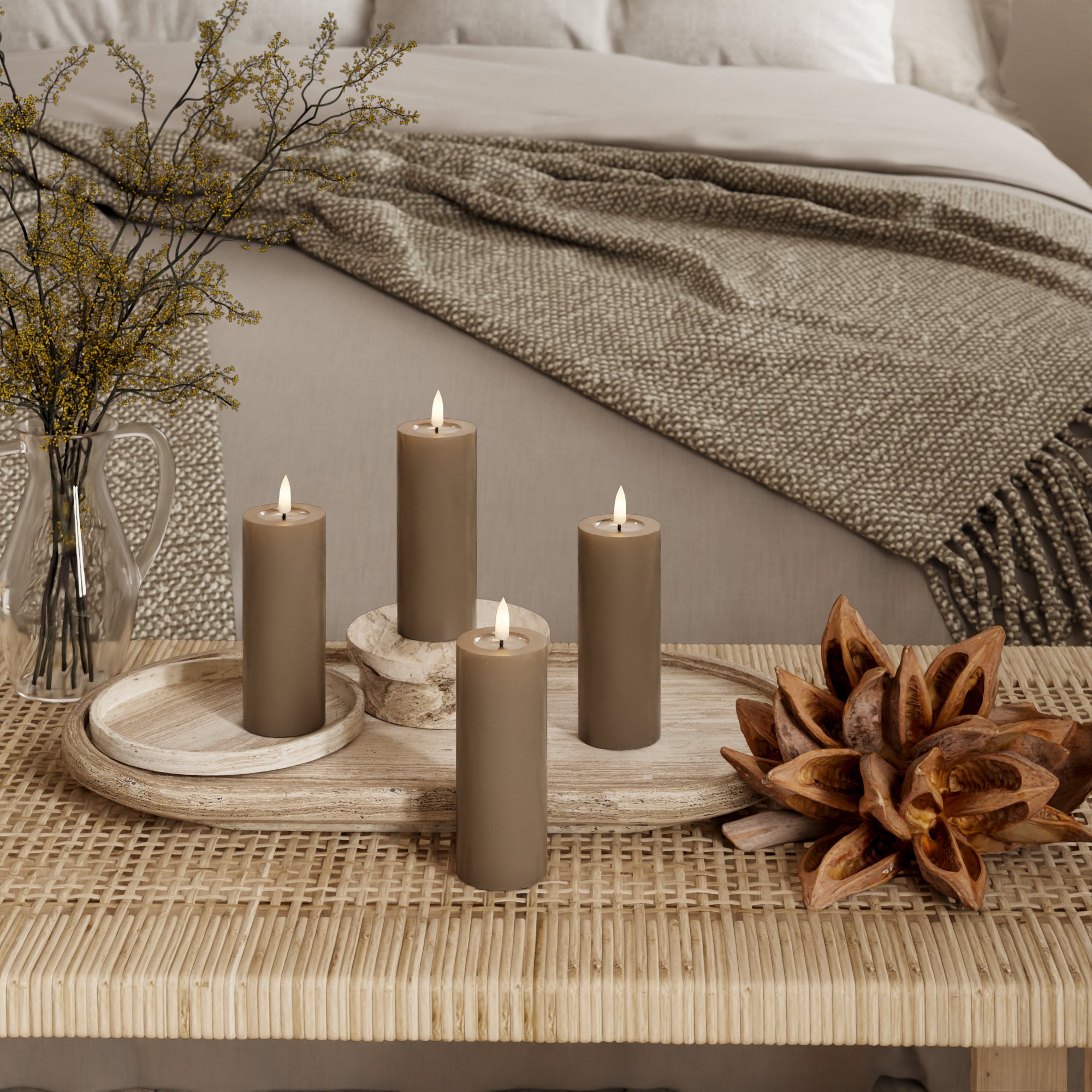 LIDERADO Vela pilar Ø 5 x 12,5 cm Caramelo - 4 pcs