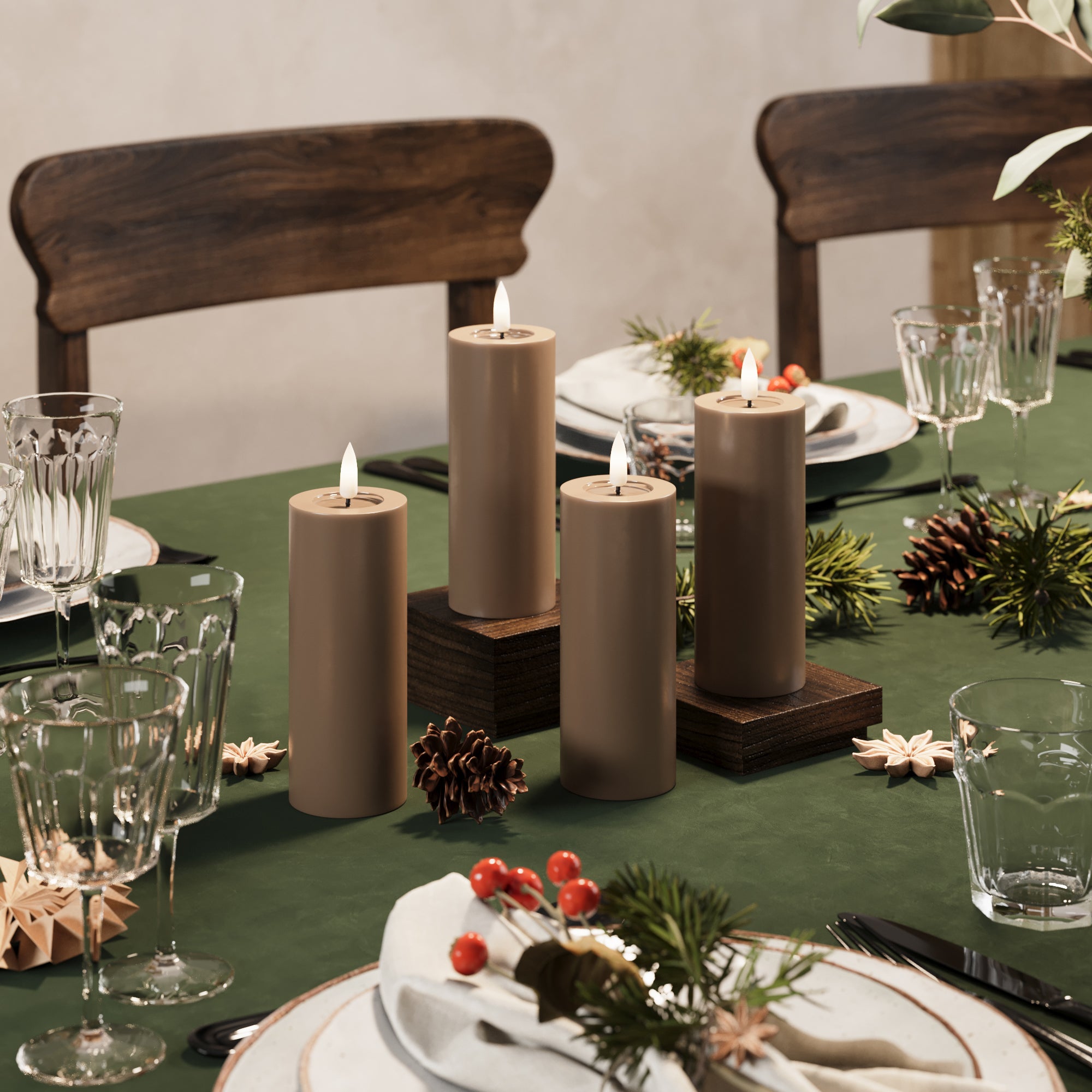 LIDERADO Vela pilar Ø 5 x 12,5 cm Caramelo - 4 pcs