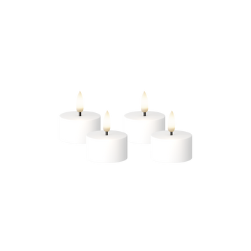 LED Mini Telys Flat Top 4 stk, Ø 3,8 x 2 cm Hvit