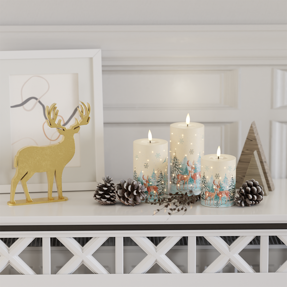 Deluxe Homeart LED-vokslys gaveæske med julemotiv Jul 1