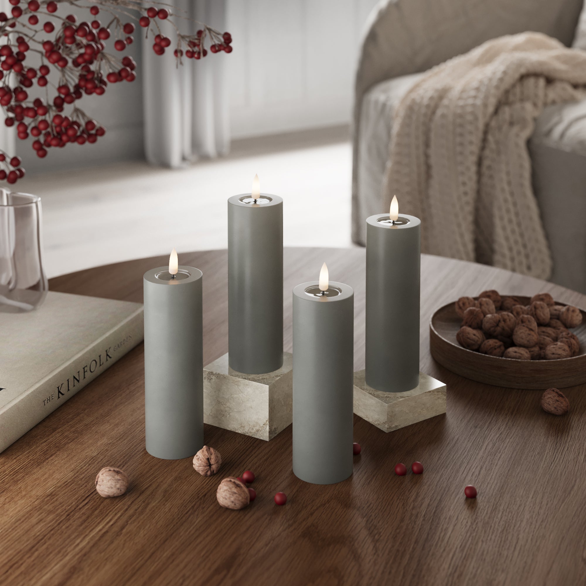 LED bloková světla Ø 5 x 15 cm Šedá - 4 ks