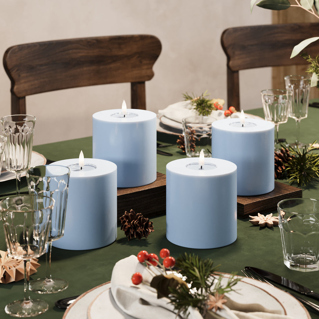 LUMINE LED -uri Ø 10 x 10 cm Albastru de gheață - 4 PC -uri