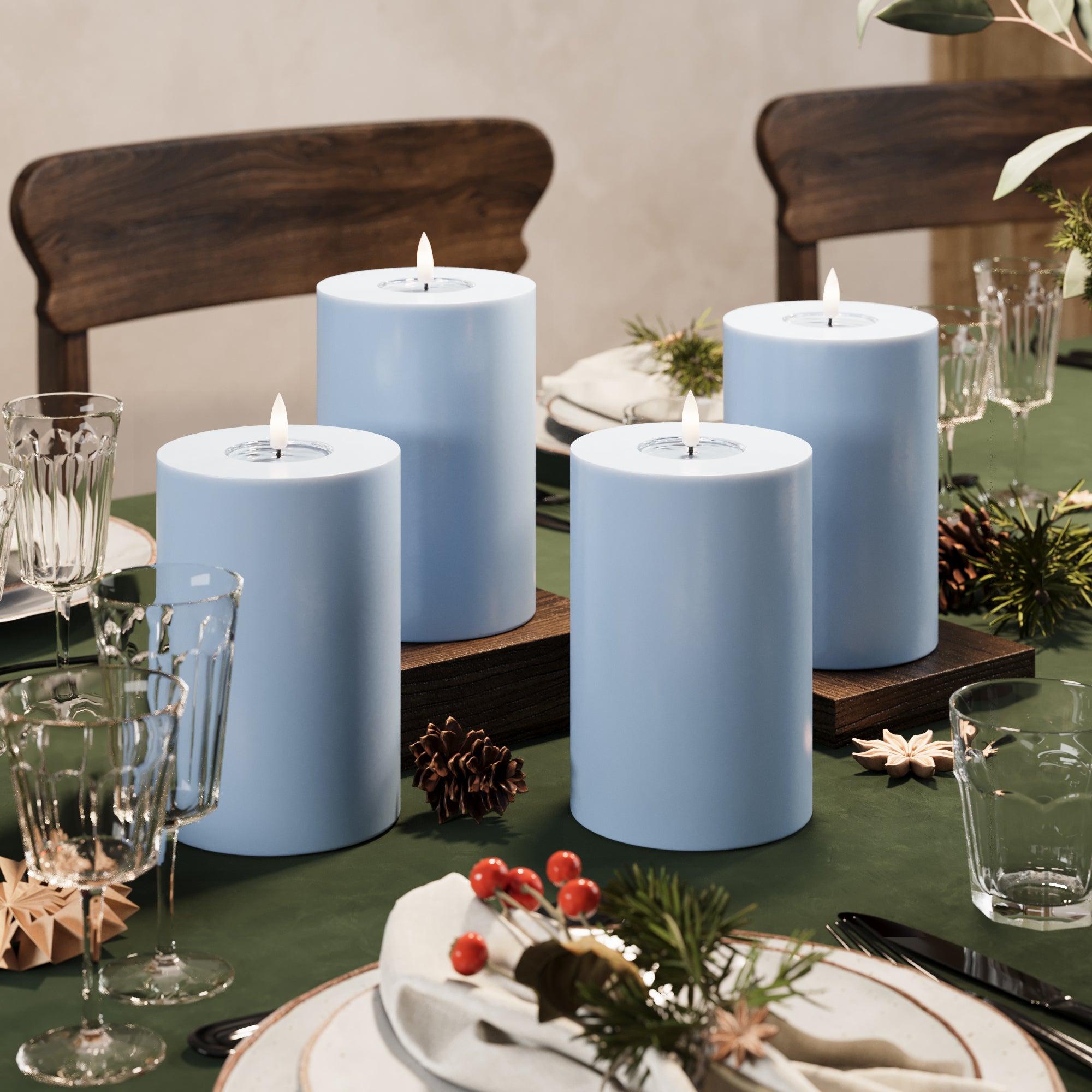 Φώτα μπλοκ LED Ø 10 x 15 cm Παγωμένο μπλε - 4 τεμ.