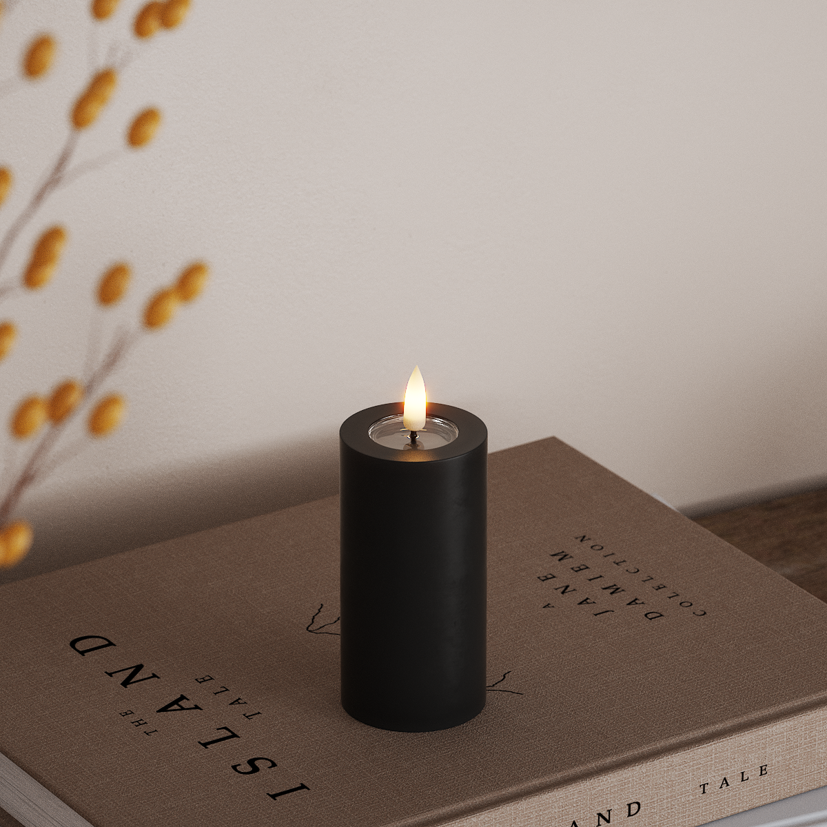 Deluxe Homeart LED Blockljus Ø 5 x 10 cm Svart LED Blockljus 3