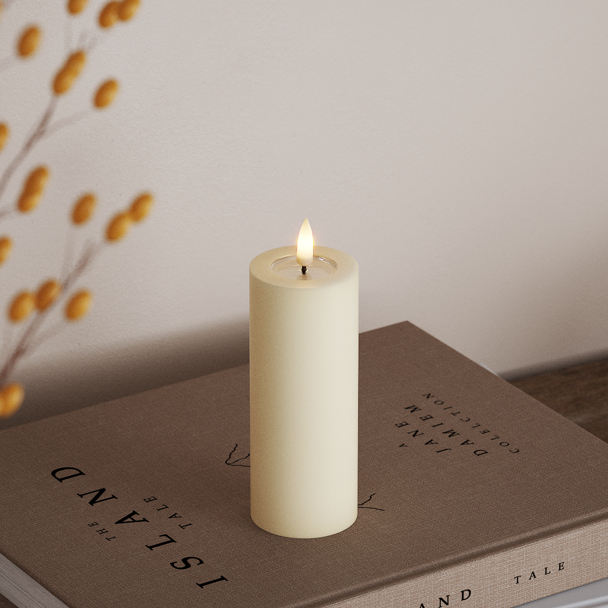 Deluxe Homeart Φωτιστικό μπλοκ LED Ø 5 x 12,5 cm Κρεμ Φως μπλοκ LED 3