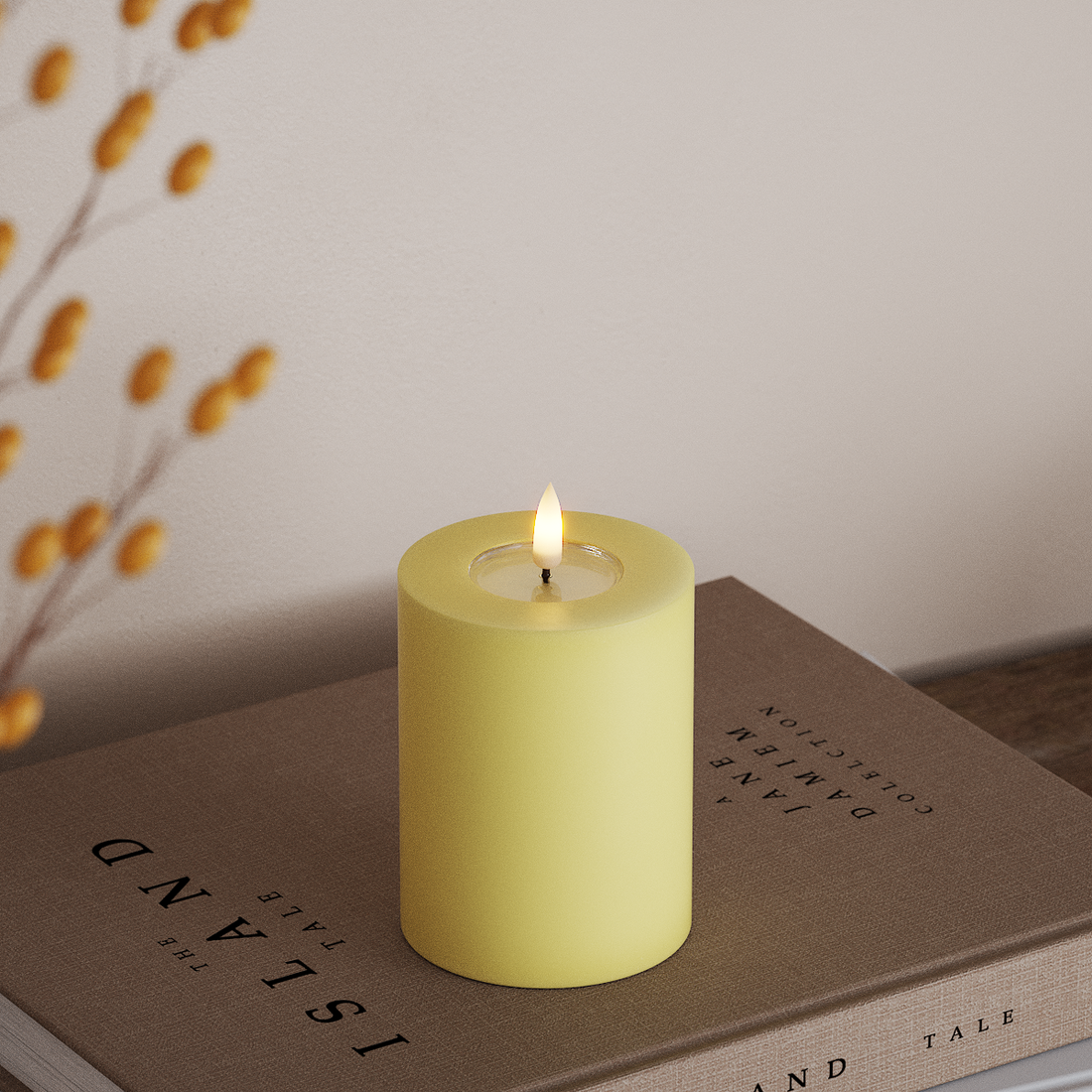 Deluxe Homeart LED Blockljus Ø 7,5 x 10 cm Ljusgul LED Blockljus 4