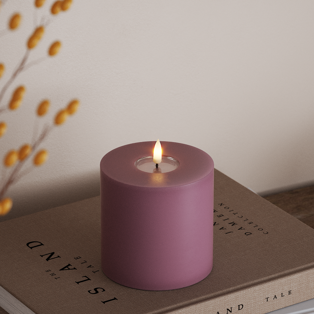 Deluxe Homeart LED Blokklys Ø 10 x 10 cm Lys lilla LED blokklys 4