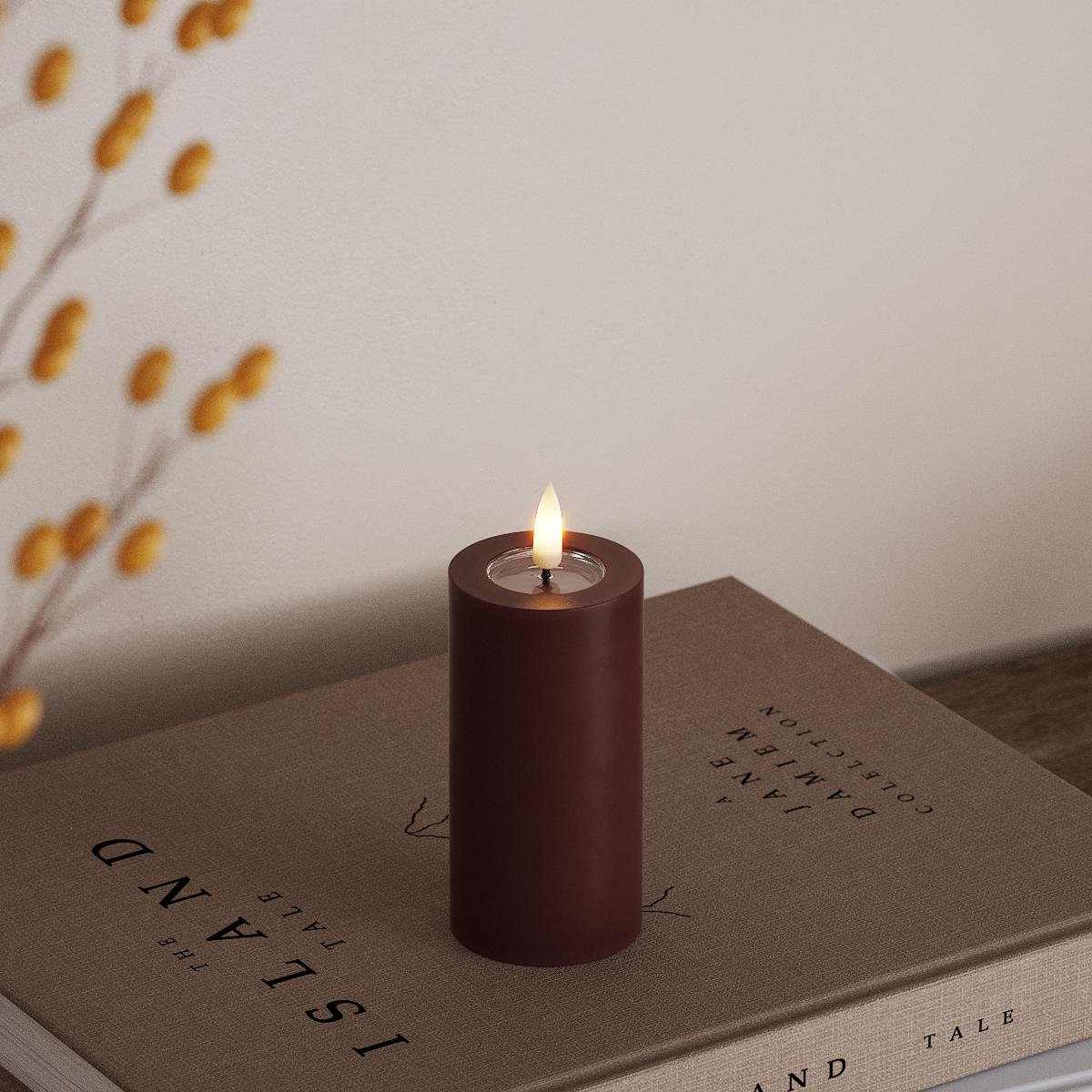 Deluxe Homeart LED blokové světlo Ø 5 x 10 cm Burgundská LED blokové světlo 3