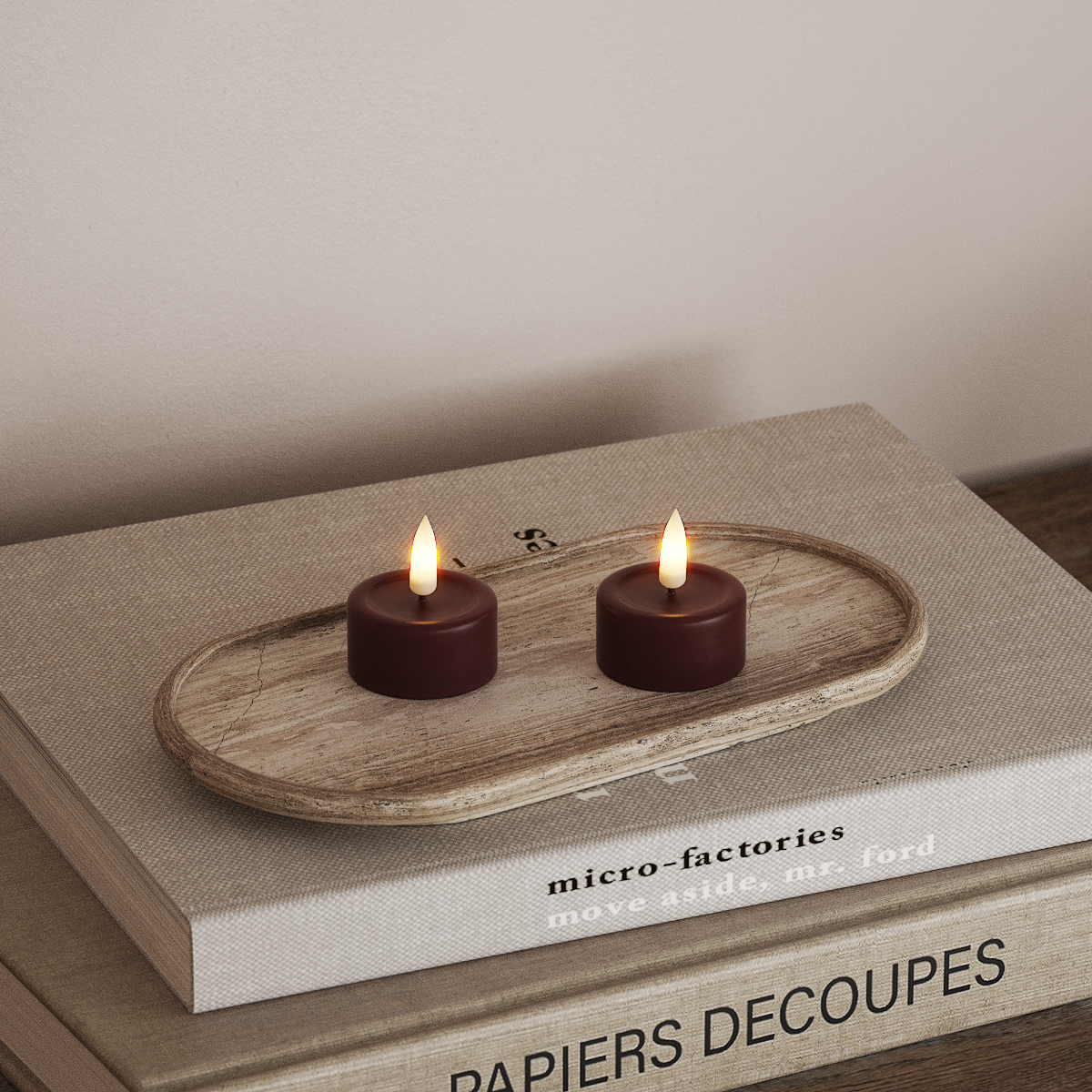 Deluxe Homeart LED čajová svíčka 2ks. Burgundská LED čajová svíčka 3