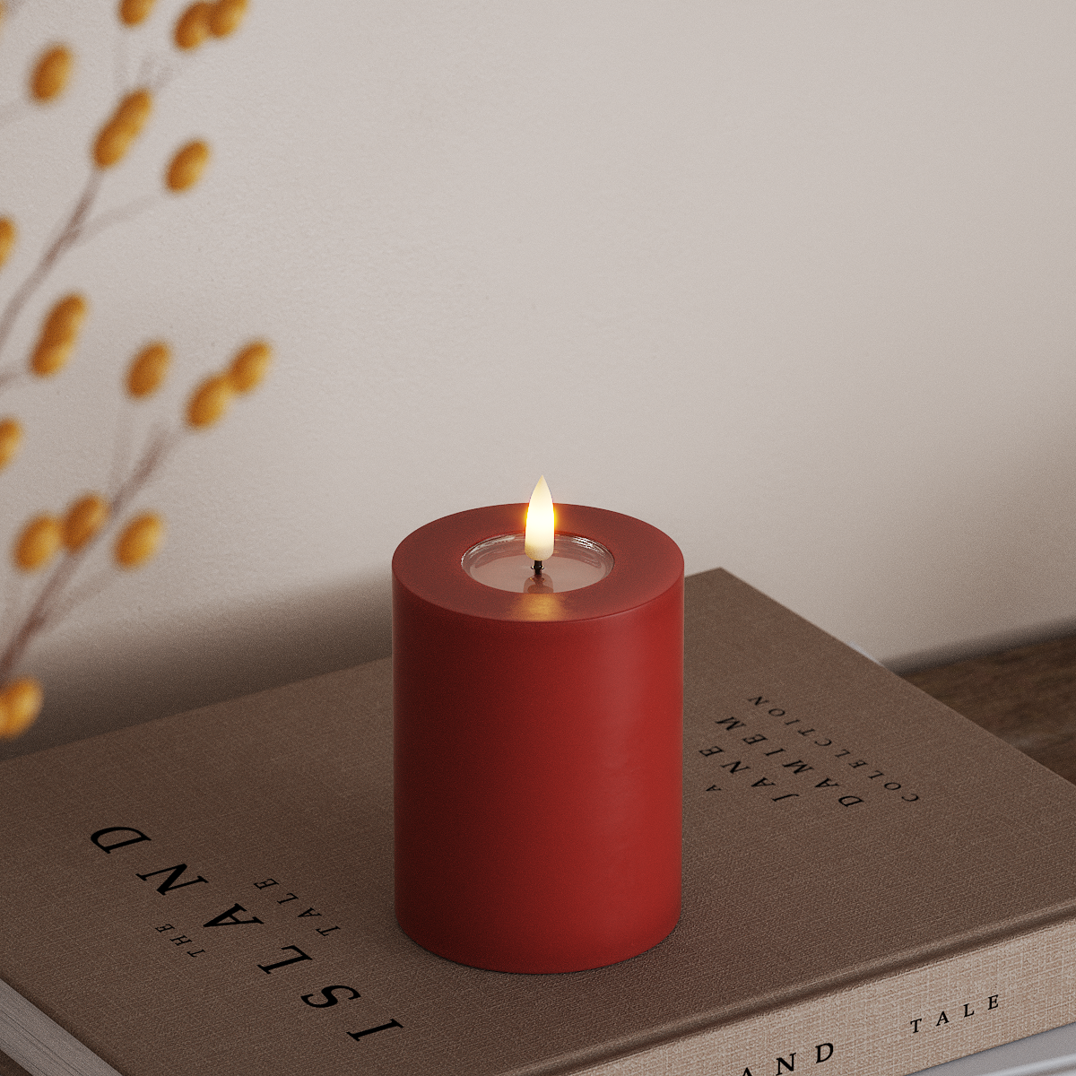 Deluxe Homeart LED Blockljus Ø 7,5 x 10 cm Röd LED Blockljus 3