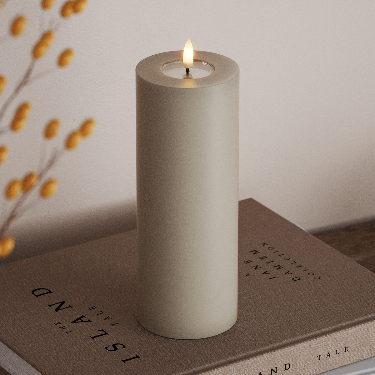 Deluxe Homeart Φωτιστικό μπλοκ LED Ø 7,5 x 20 cm Άμμος Φως μπλοκ LED 3