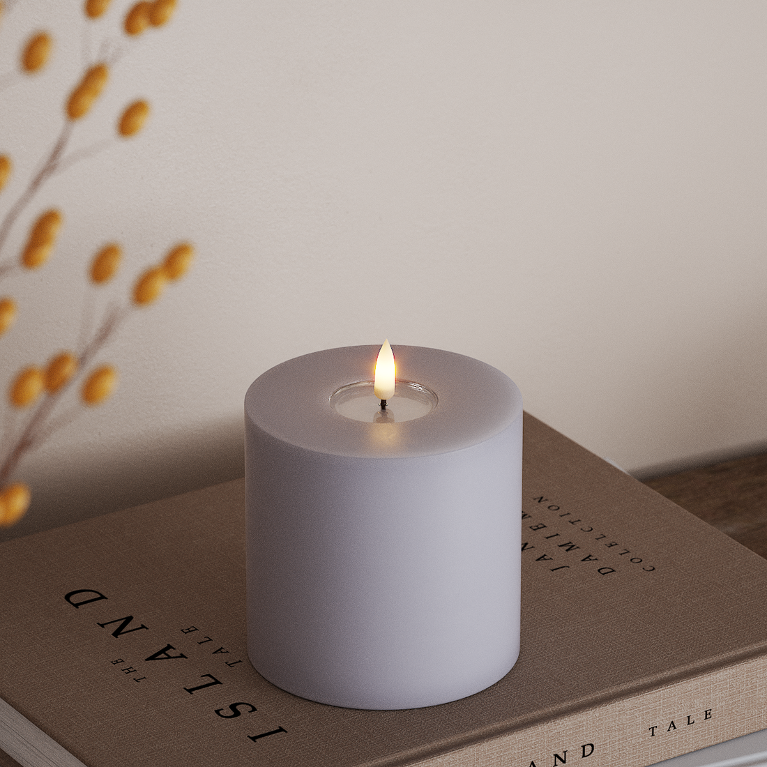 Deluxe Homeart LED Blockljus Ø 10 x 10 cm Stövet blå LED Blockljus 4