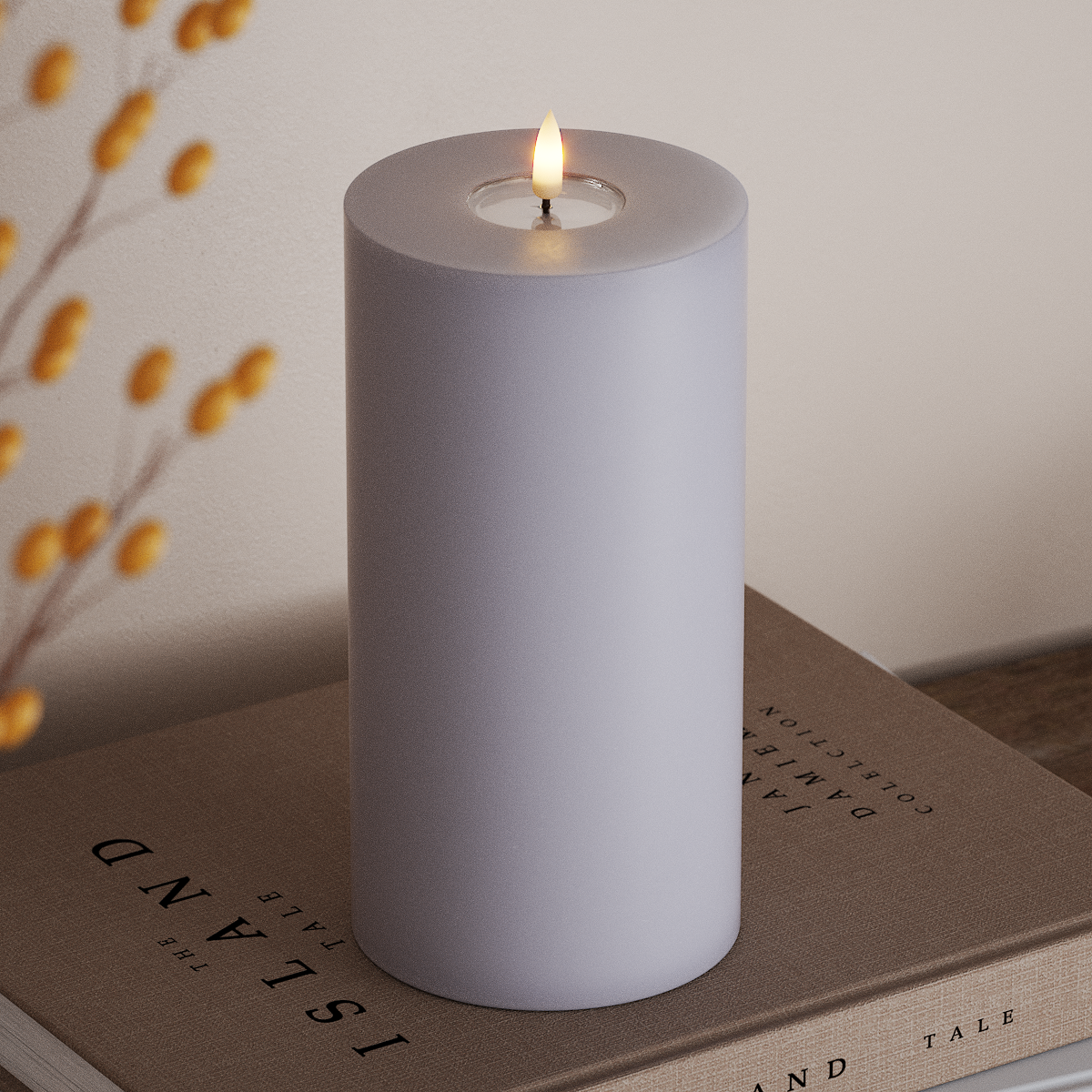 Deluxe Homeart LED Bloklys Ø 10 x 20 cm Støvet blå LED bloklys 3