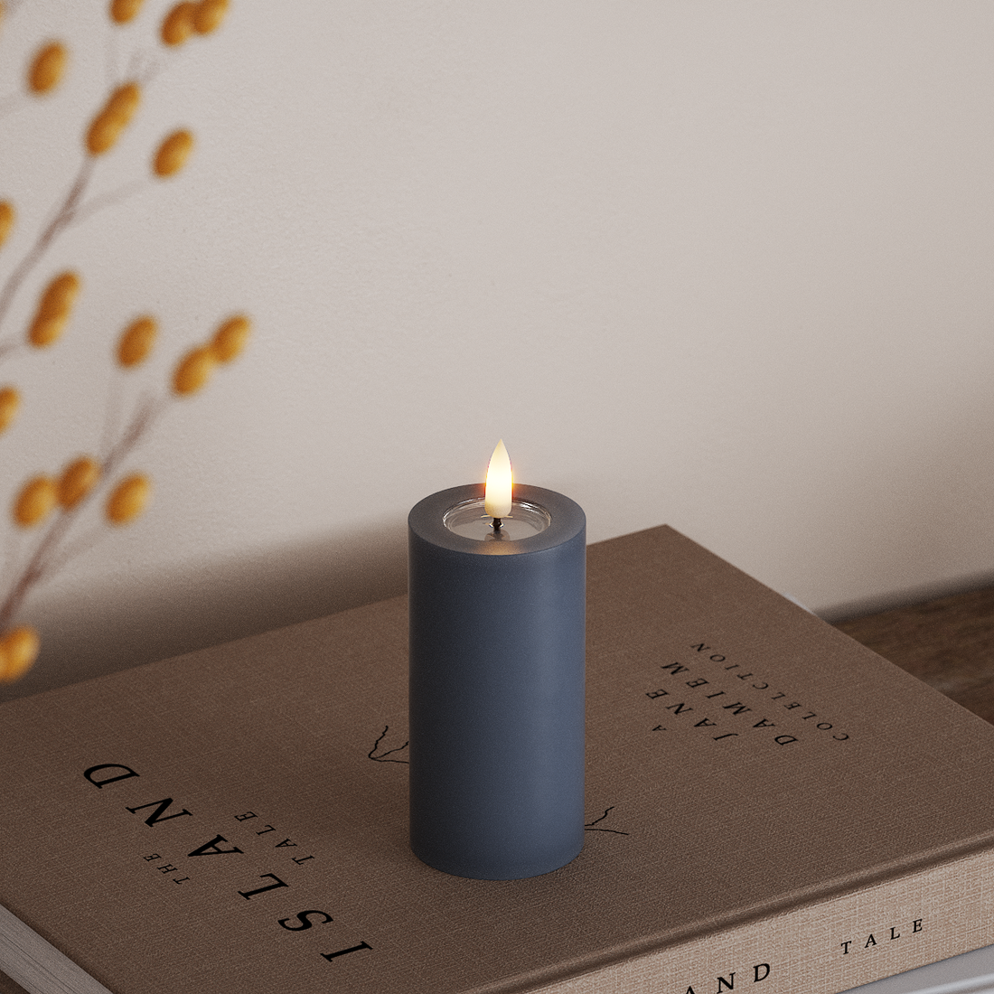 Deluxe Homeart LED Blockljus Ø 5 x 10 cm Isblå LED Blockljus 4