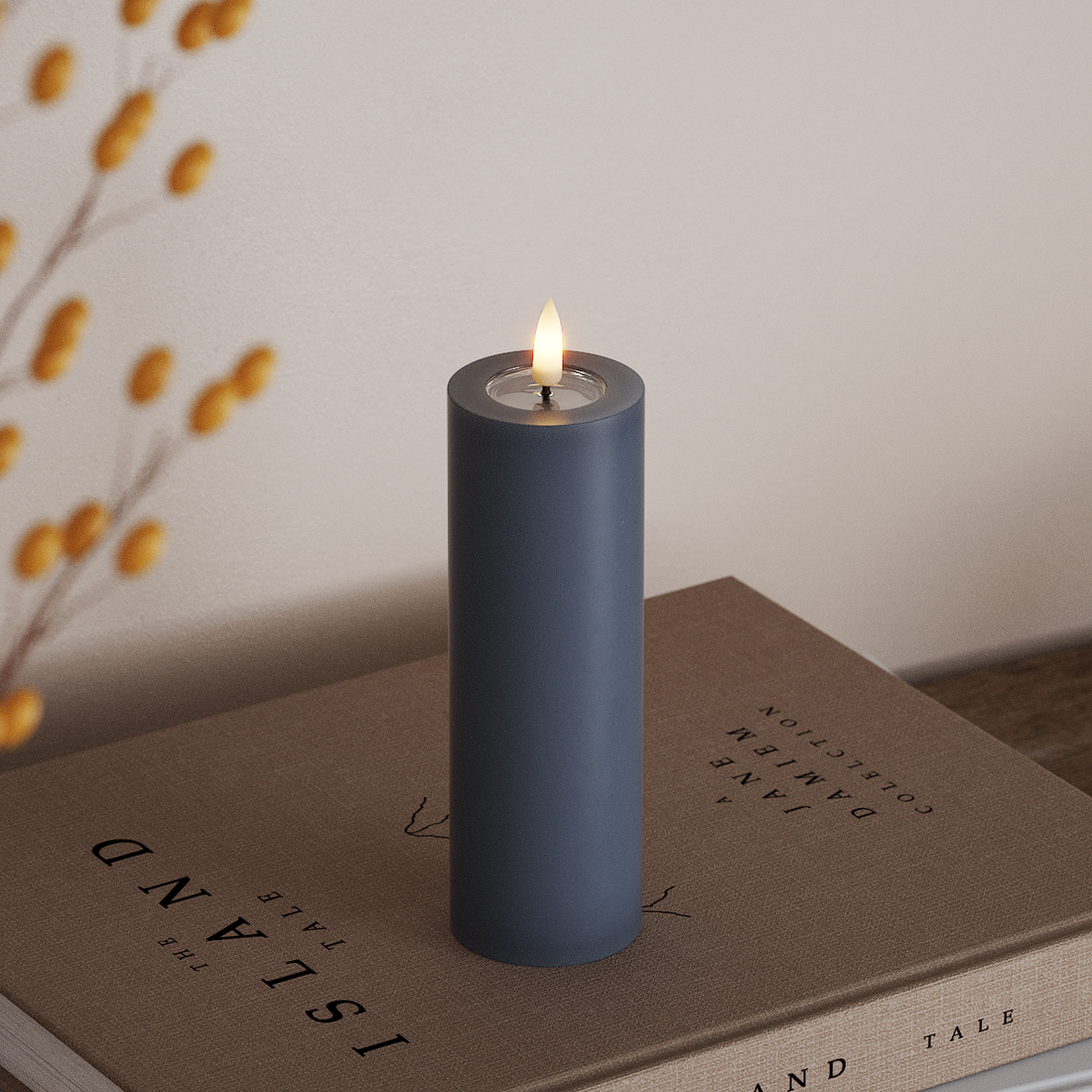 Deluxe Homeart LED Blockljus Ø 5 x 15 cm Isblå LED Blockljus 4