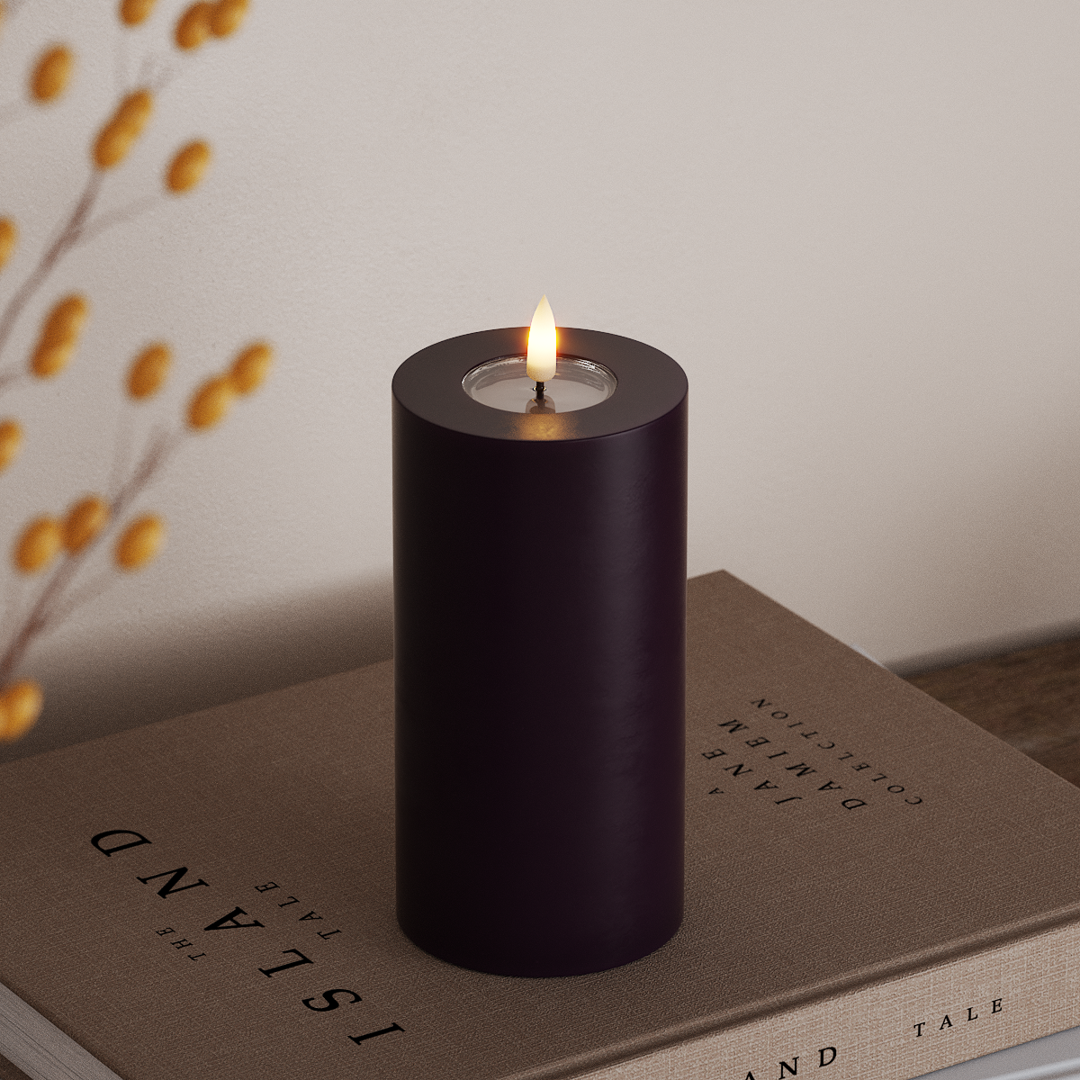 Deluxe Homeart LED plokkvalgusti Ø 7,5 x 15 cm Tumelilla LED-ploki tuli 3