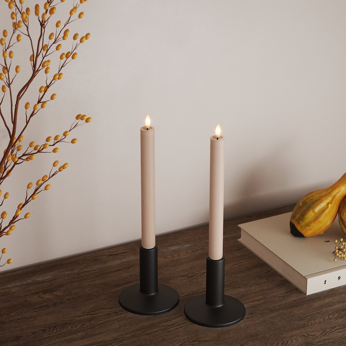 Deluxe Homeart LED Kronelys 2 stk, Ø 2 x 24 cm Rose LED kronelys 3