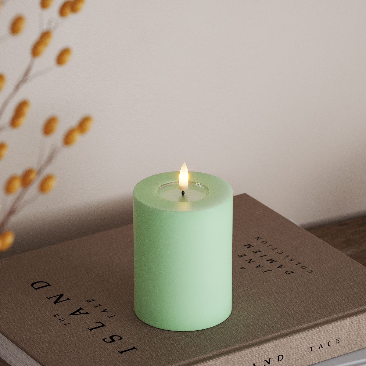 Deluxe Homeart LEDs Vela pilar Ø 7,5 x 10 cm Menta LEDs Vela pilar 3