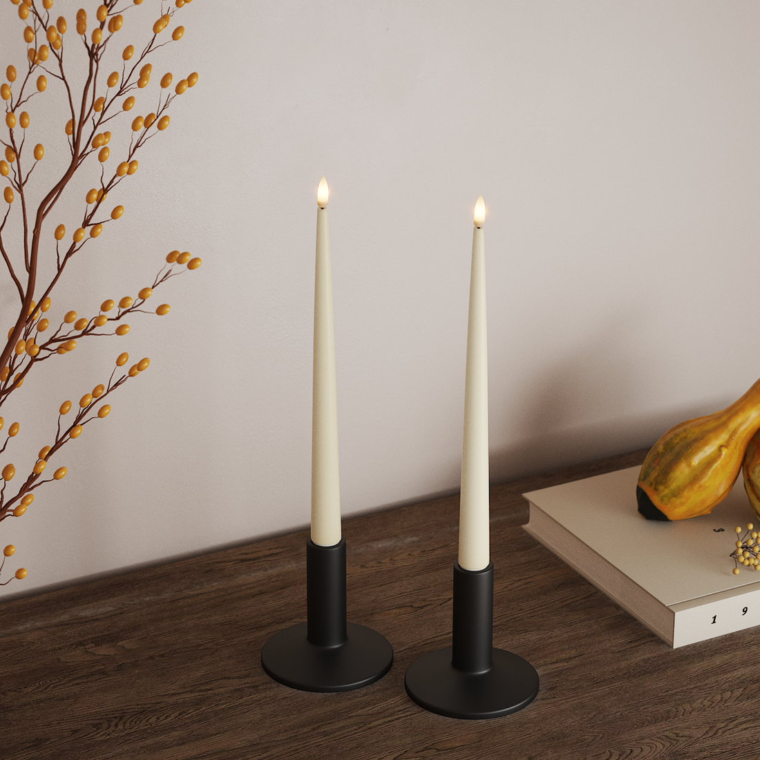 Deluxe Homeart LED Kertelys med Lak, 2 stk 28 cm Cream LED kertelys 4