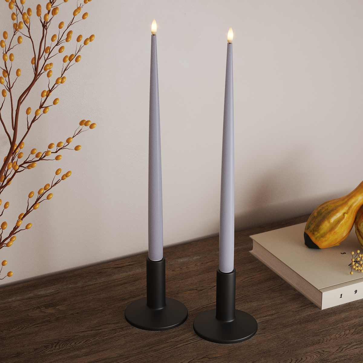 Deluxe Homeart Lumanare LED cu Lac, 2 buc 38 cm Albastru prăfuit Lumină cu lumânare LED 3