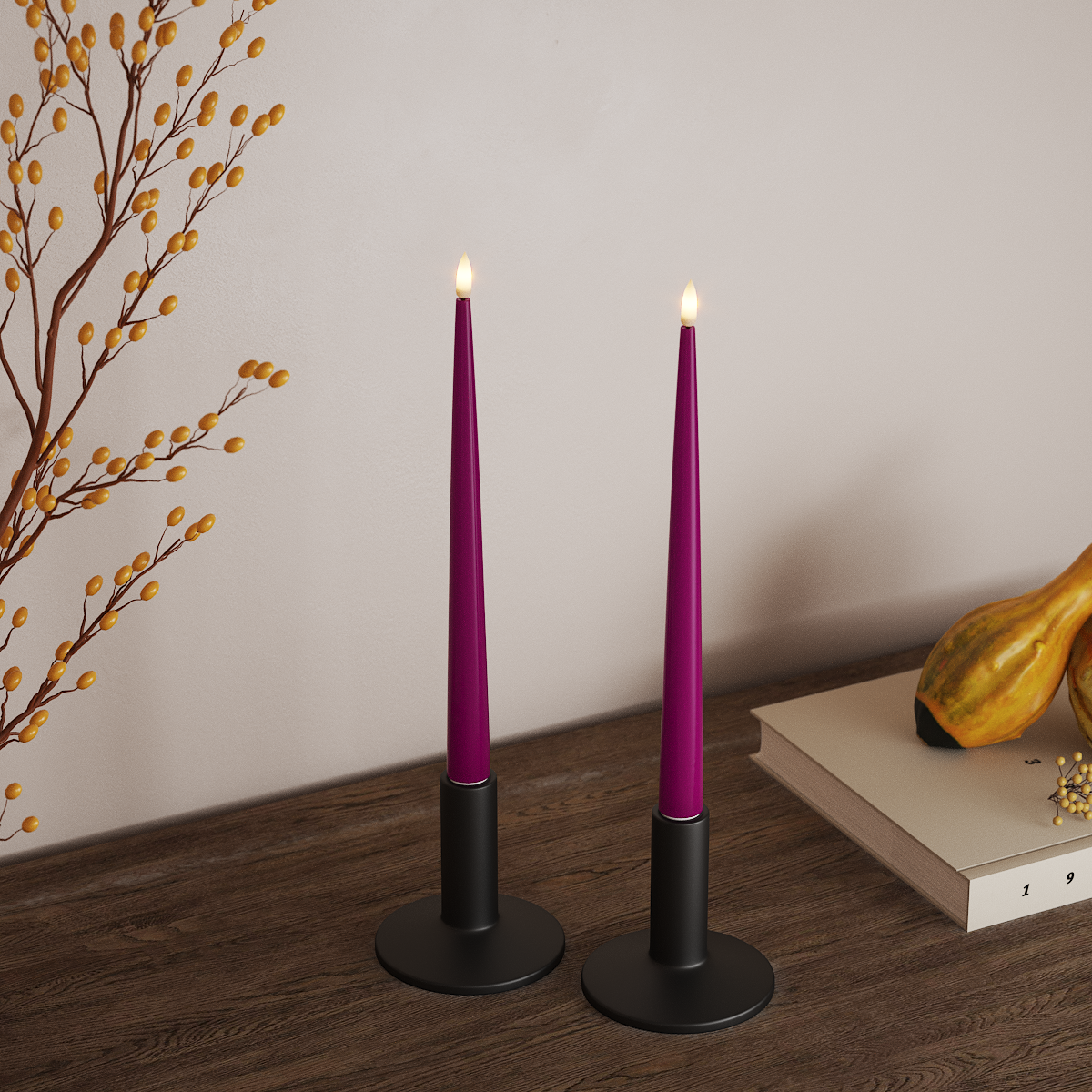 Deluxe Homeart Lumanare LED cu Lac, 2 bucati 28 cm Violet Lumină cu lumânare LED 3