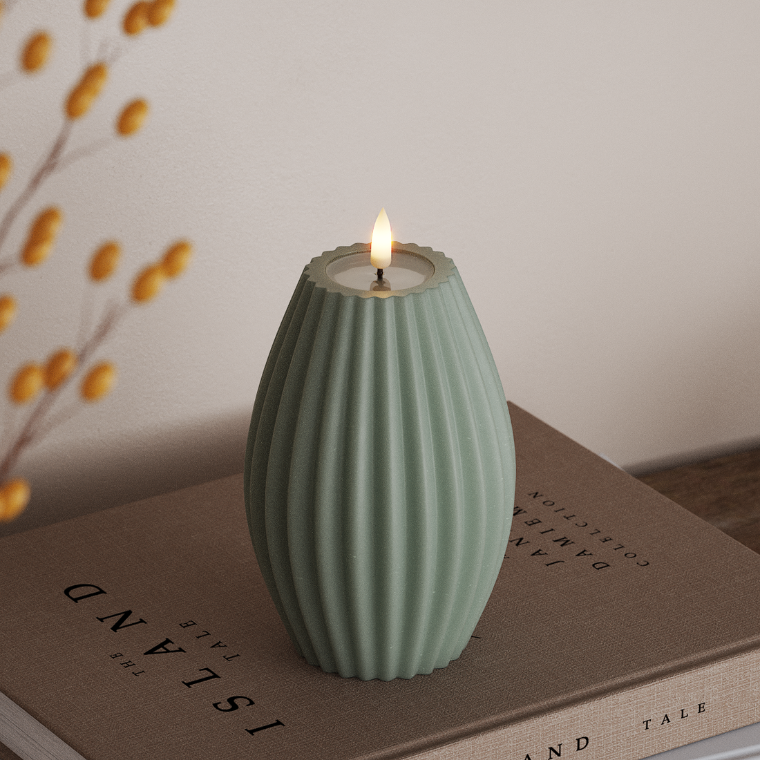 Deluxe Homeart LED Rilleljus D 10 x H 15 cm Salviagrön LED Rilleljus 4