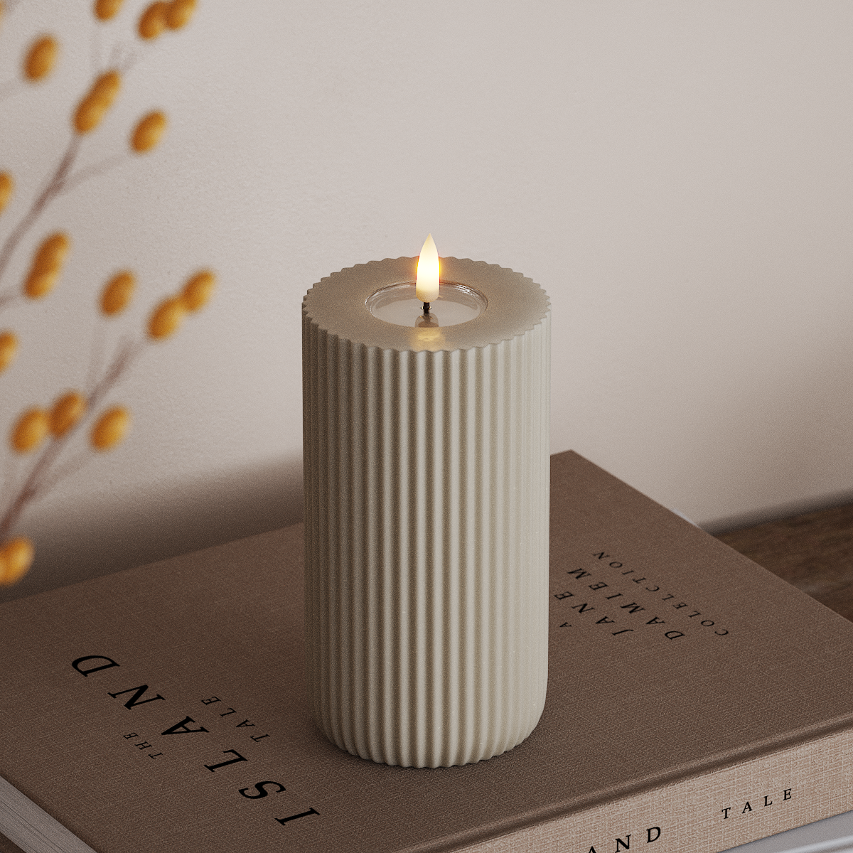 Deluxe Homeart Solid Stripe Φωτιστικό μπλοκ LED Ø 8 X 15 cm Άμμος Σχήμα LED 3