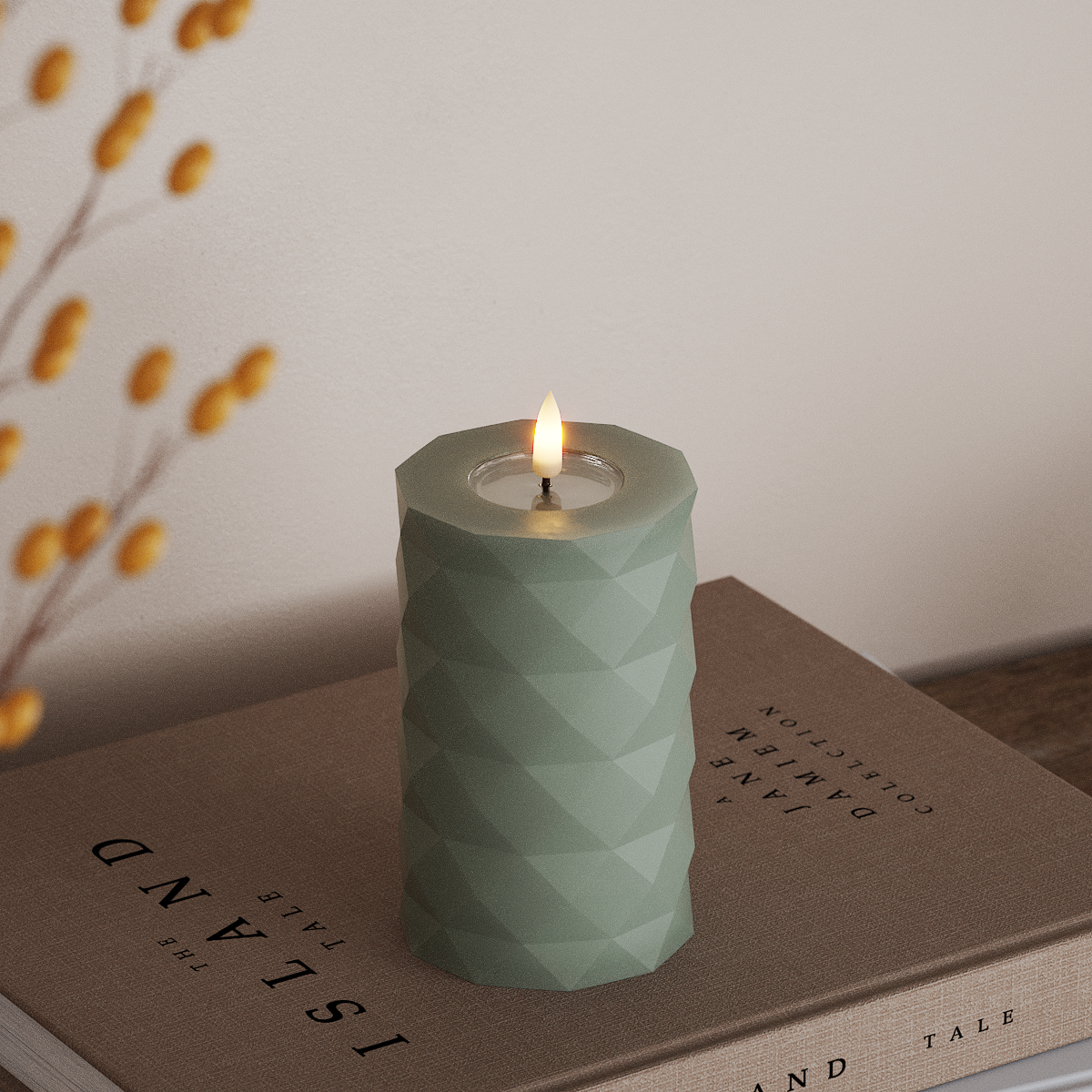 Deluxe Homeart Square LED Blockljus Ø 7,5 x 12,5 cm Salviagrön LED Square 3