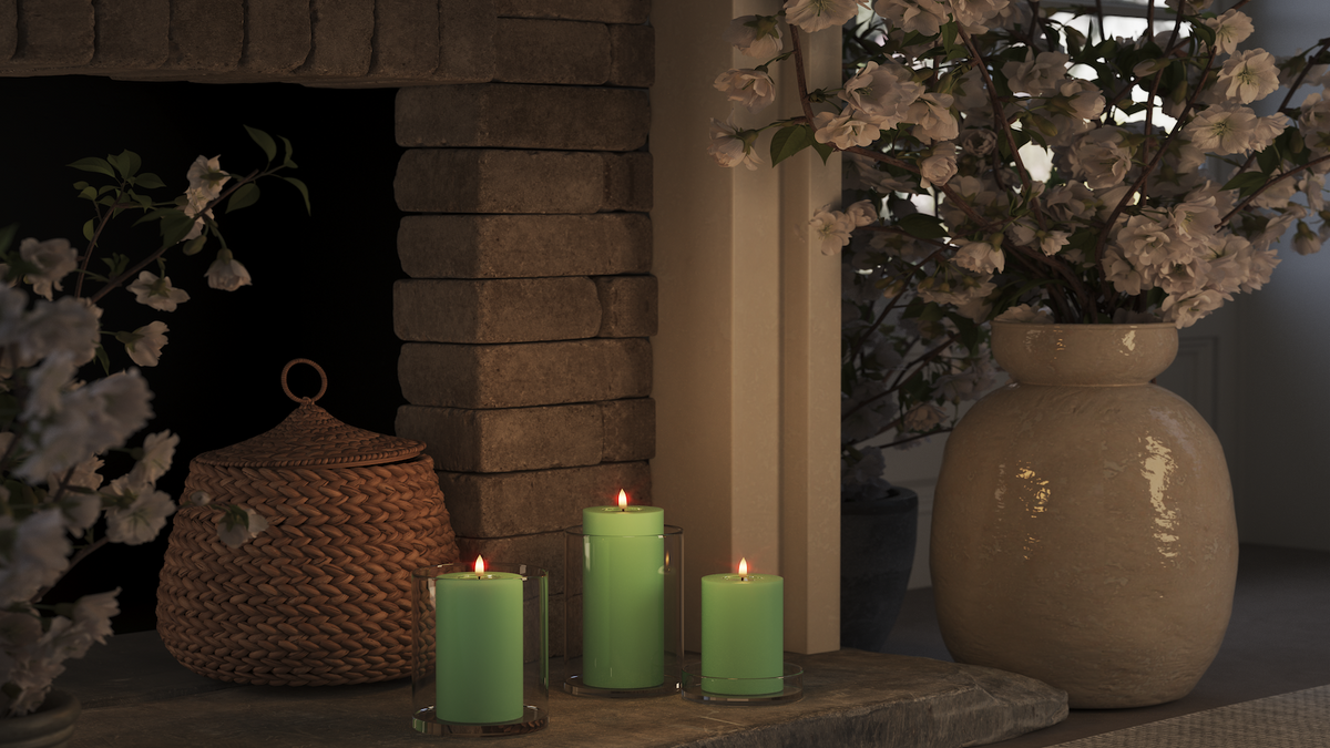 LED Blokker lys med naturtro LED flamme