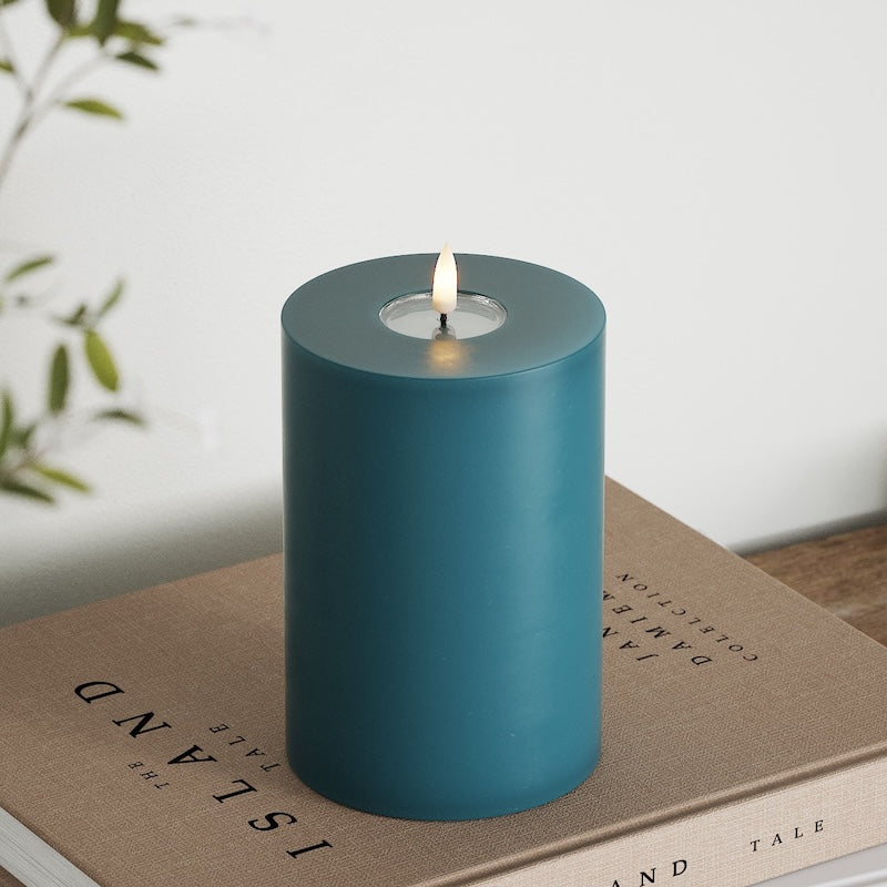 Deluxe Homeart LED Bloklys Ø 10 x 15 cm Petroleum