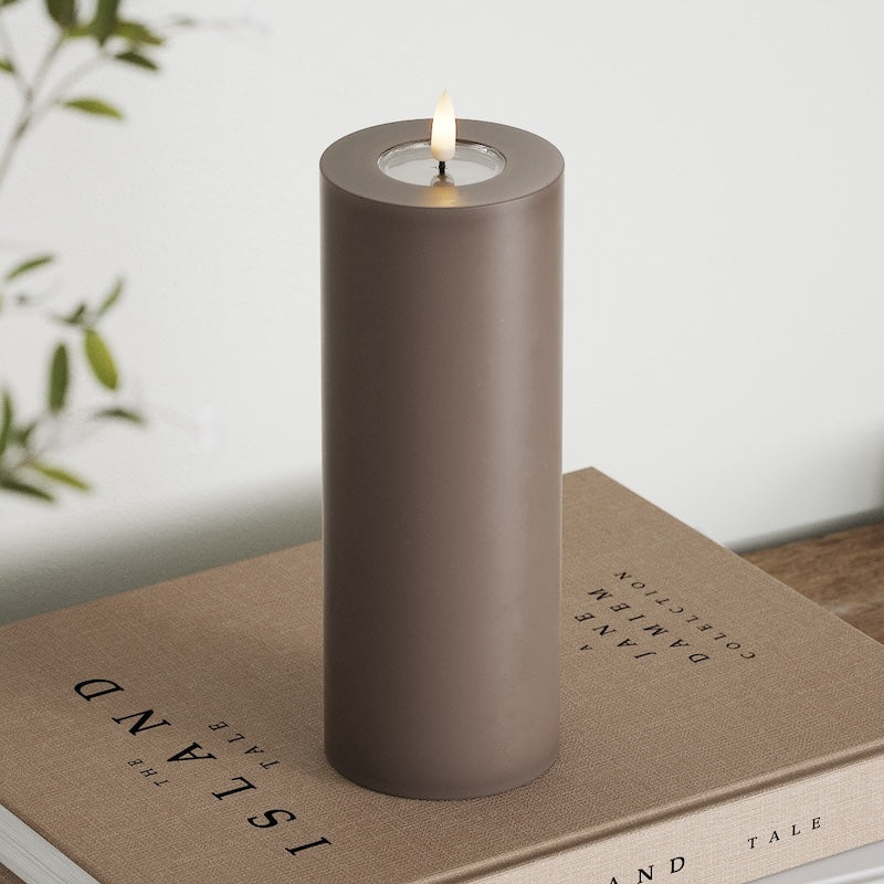 Deluxe Homeart Φωτιστικό μπλοκ LED Ø 7,5 x 20 cm Μόκα