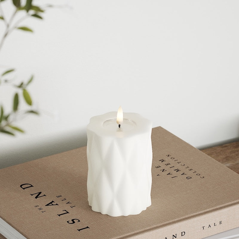 Deluxe Homeart Harlequin LED Blockljus Ø 7,5 x 10 cm Vit