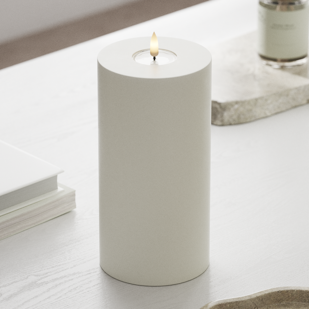 Deluxe Homeart LEDs Vela pilar Ø 10 x 20 cm Branco LEDs Vela pilar 1