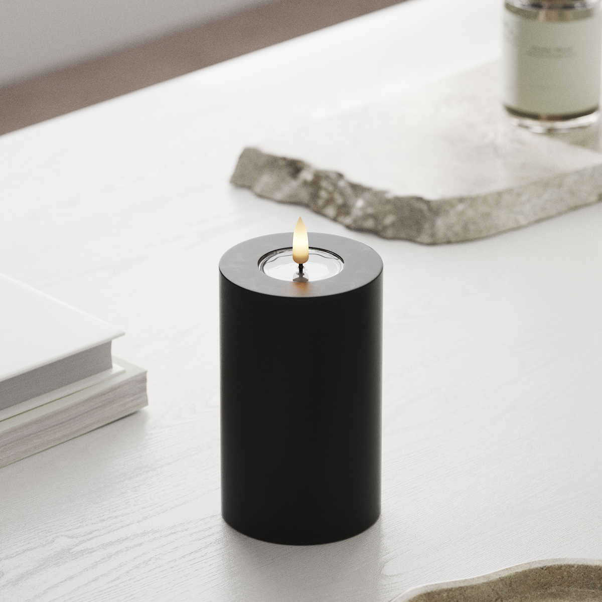 Deluxe Homeart Φωτιστικό μπλοκ LED Ø 7,5 x 12,5 cm Μαύρο Φως μπλοκ LED 1