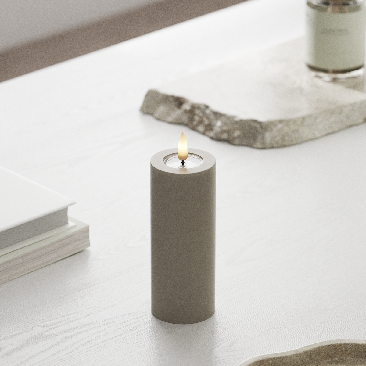 Deluxe Homeart LED Bloklys Ø 5 x 12,5 cm Sand LED bloklys 1