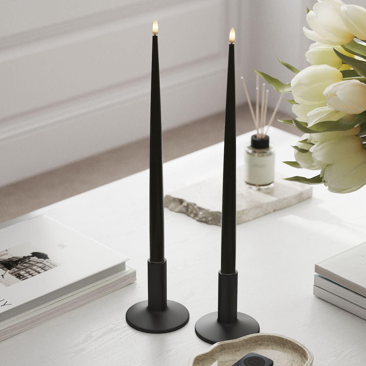 Deluxe Homeart Lumanare LED cu Lac, 2 buc 38 cm Verde închis Lumină cu lumânare LED 1