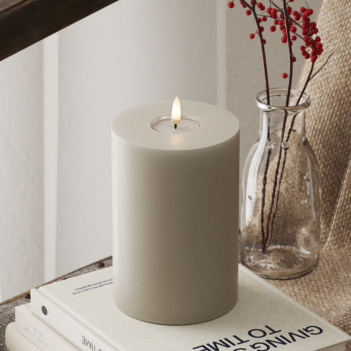 Deluxe Homeart Φωτιστικό μπλοκ LED Ø 10 x 15 cm Άμμος Φως μπλοκ LED 4