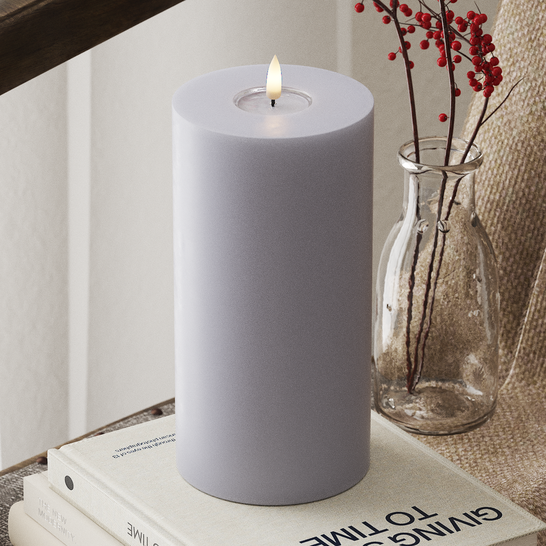 Deluxe Homeart LED Blockljus Ø 10 x 20 cm Stövet blå LED Blockljus 4