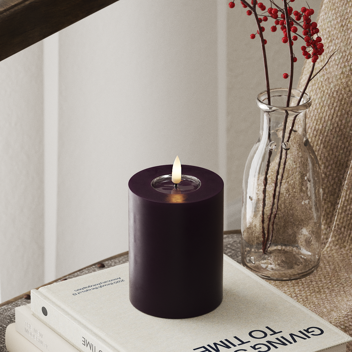 Deluxe Homeart LED blokové světlo Ø 7,5 x 10 cm Tmavě fialová LED blokové světlo 4