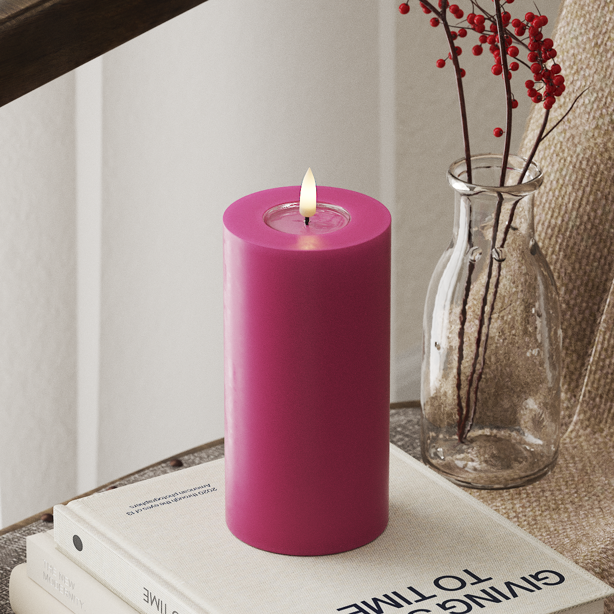 Deluxe Homeart LEDs Vela pilar Ø 7,5 x 15 cm Magenta LEDs Vela pilar 4