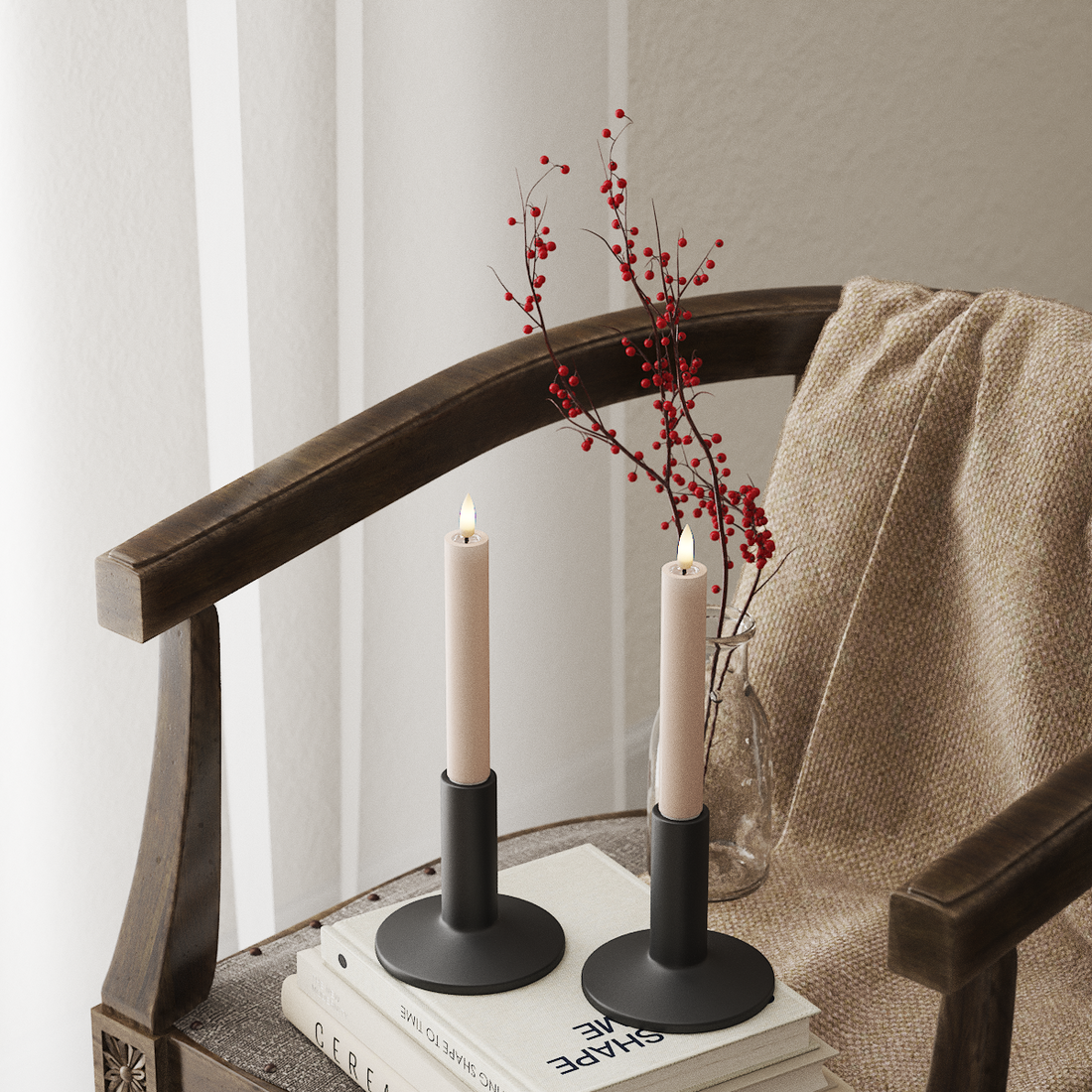 Deluxe Homeart LED Kronelys 2 stk, Ø 2 x 15 cm Rose LED kronelys 4