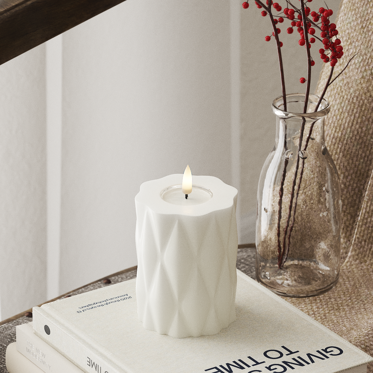 Deluxe Homeart Harlequin LED Blockljus Ø 7,5 x 10 cm Vit LED Harlequin 4