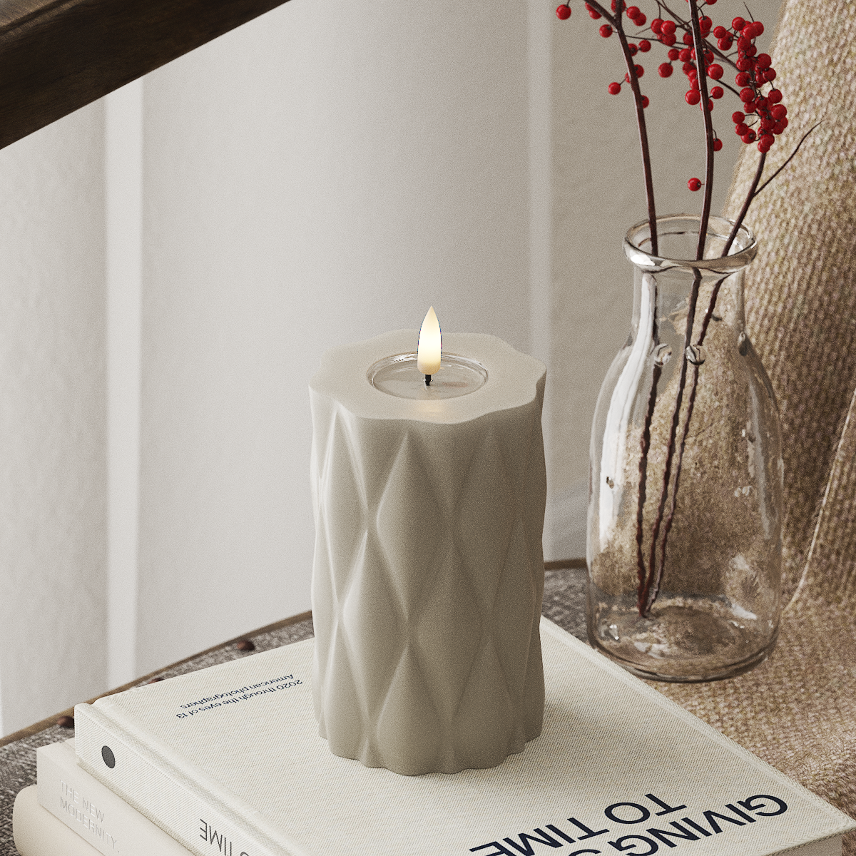 Deluxe Homeart Harlequin LEDs Vela pilar Ø 7,5 x 12,5 cm Areia LEDs Harlequin 4