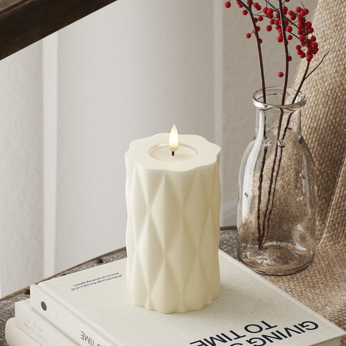 Deluxe Homeart Harlequin LEDs Vela pilar Ø 7,5 x 12,5 cm Creme LEDs Harlequin 4