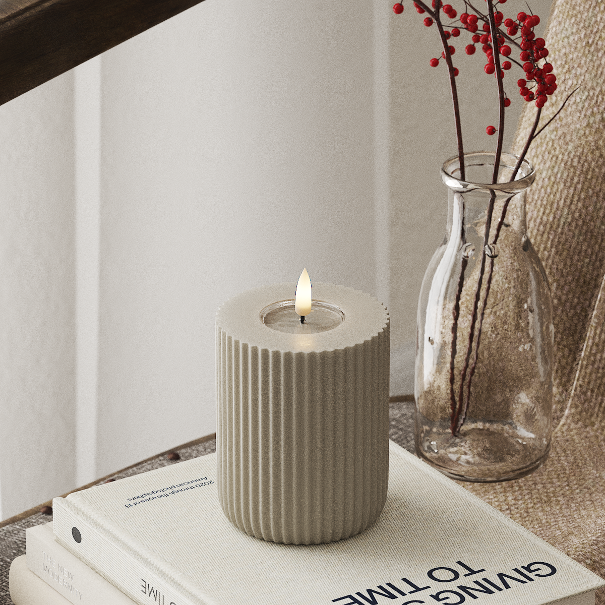 Deluxe Homeart Solid Stripe Φωτιστικό LED Block Ø 8 X 10 cm Άμμος Σχήμα LED 4